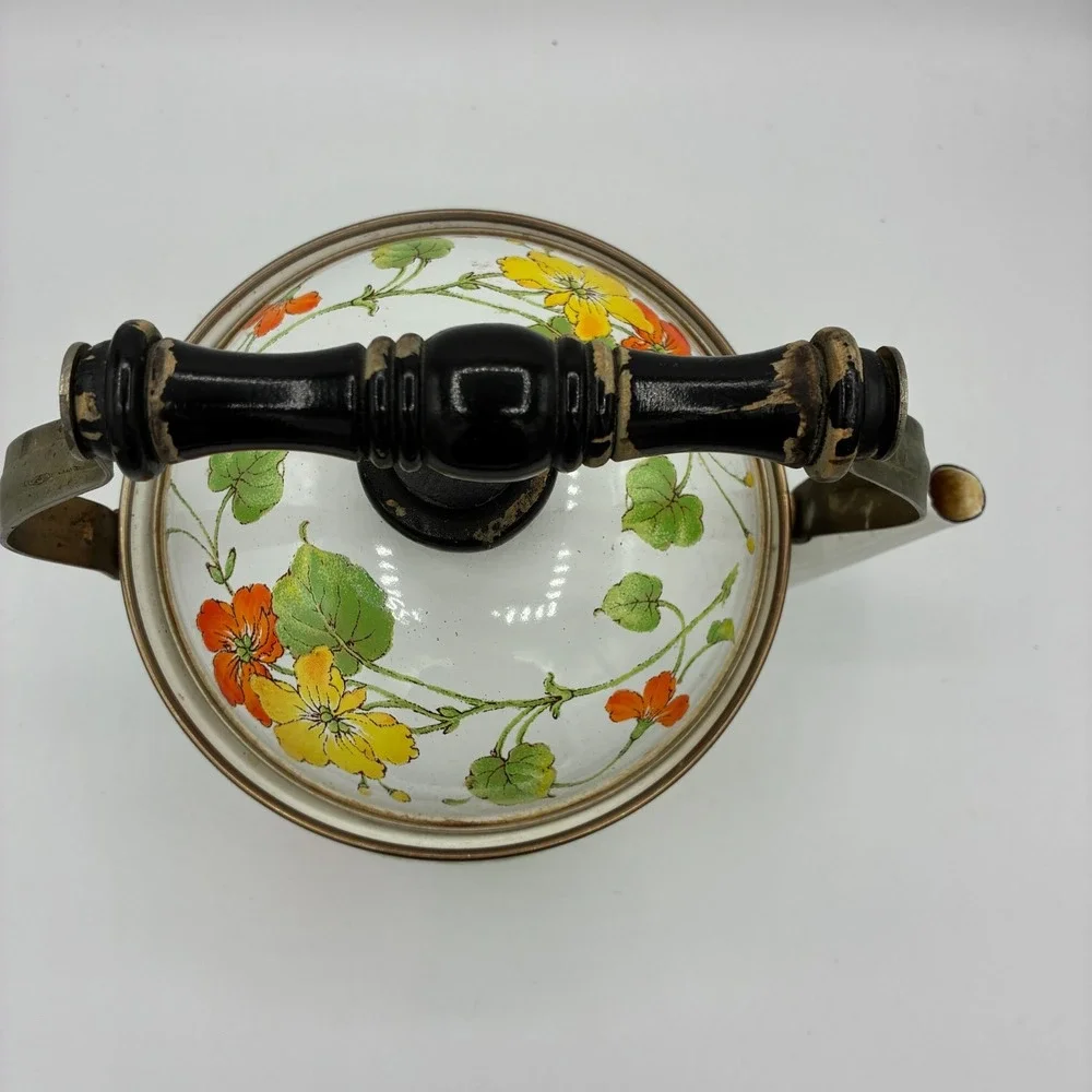 Vintage 1983 Gailstyn-Sutton Jardine Collection Enamel Teapot Floral Taiwan